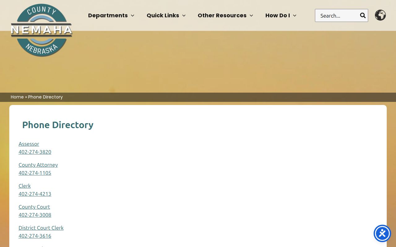 Nemaha County criminal records phone directory
