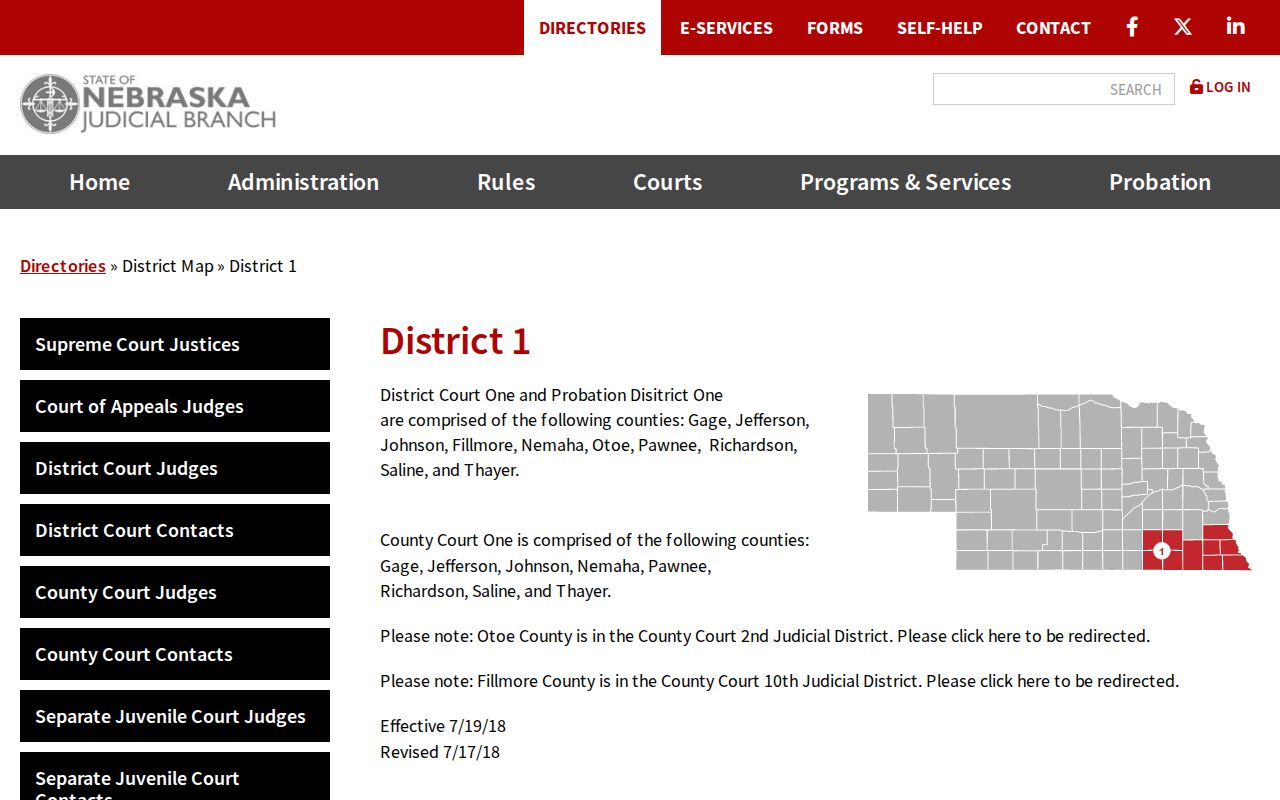 Nemaha County criminal records District 1 drug court