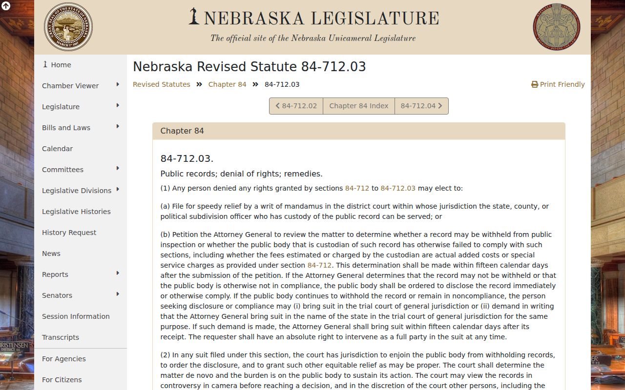 Nemaha County arrest record denial review statute
