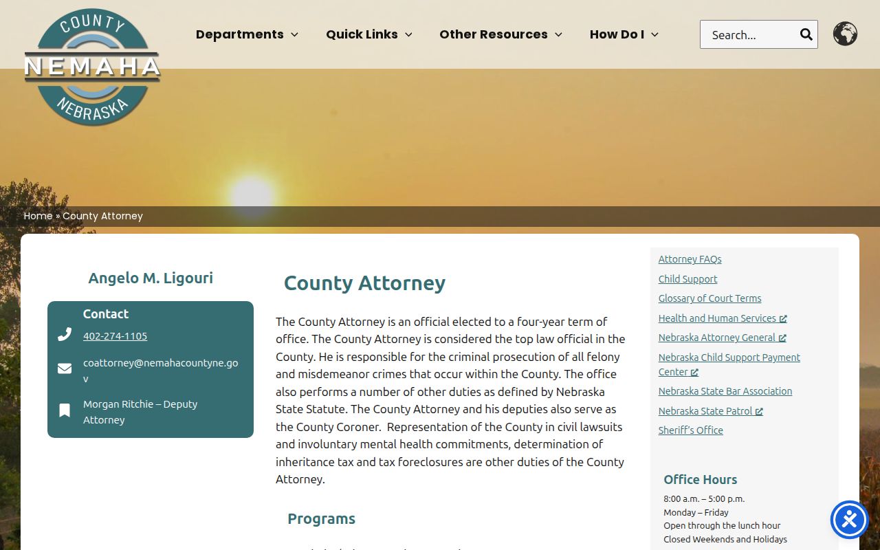 Nemaha County criminal case prosecutor office page