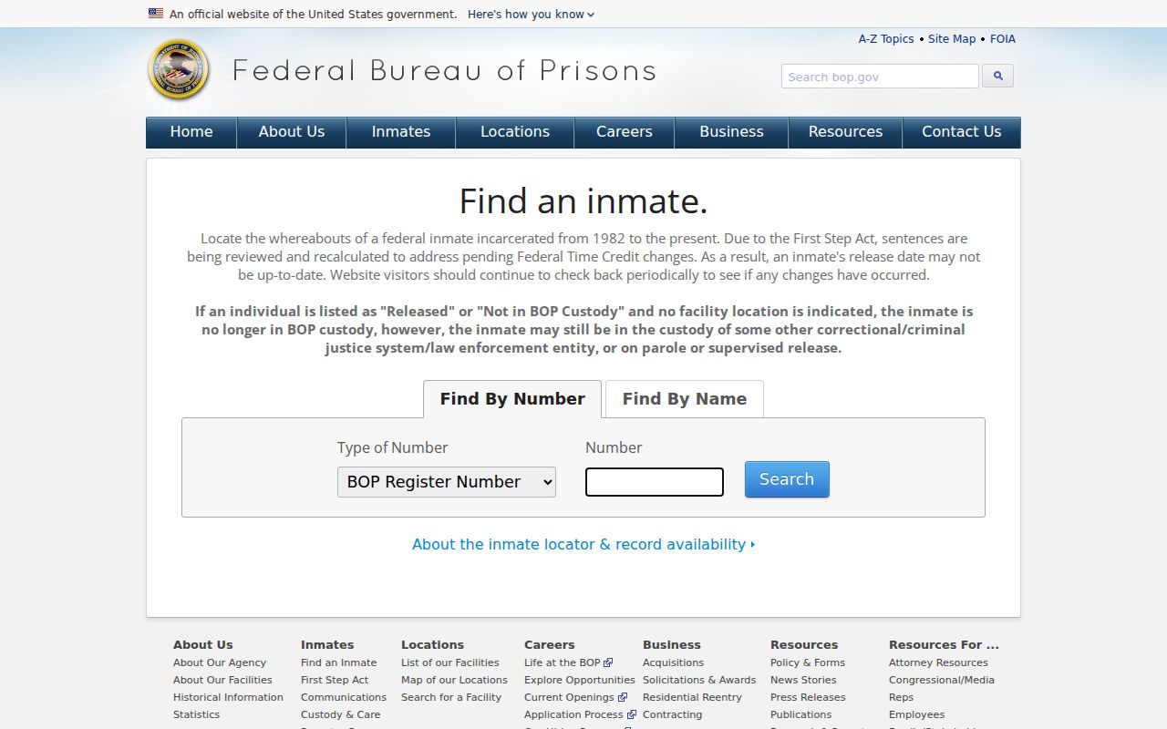 Johnson criminal custody lookup through the federal inmate locator