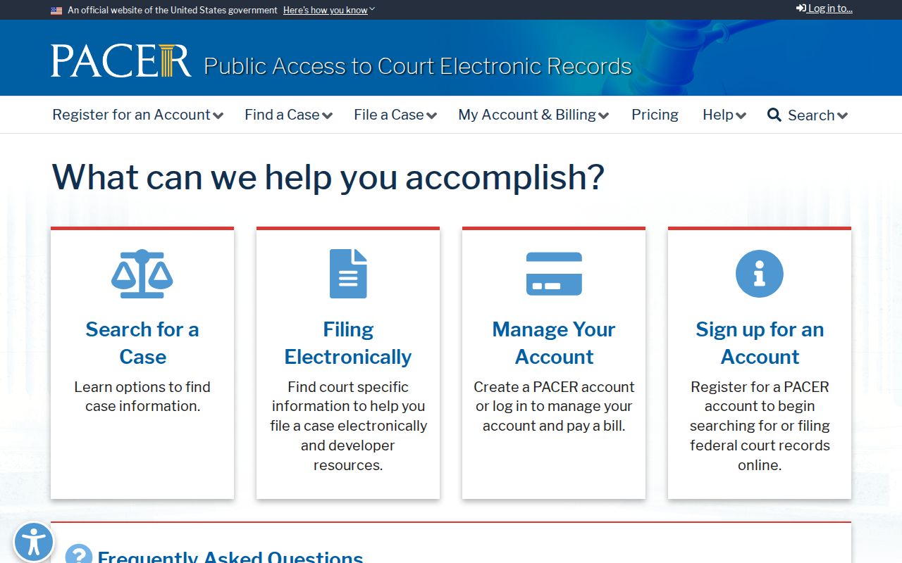 Johnson criminal court records through the PACER federal search
