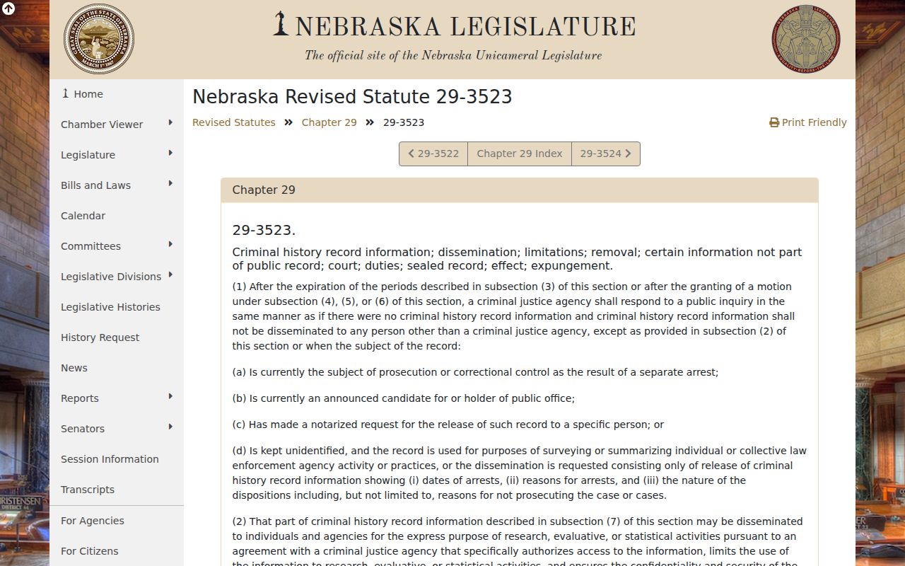 Peru criminal history public RAP exclusions under Nebraska law
