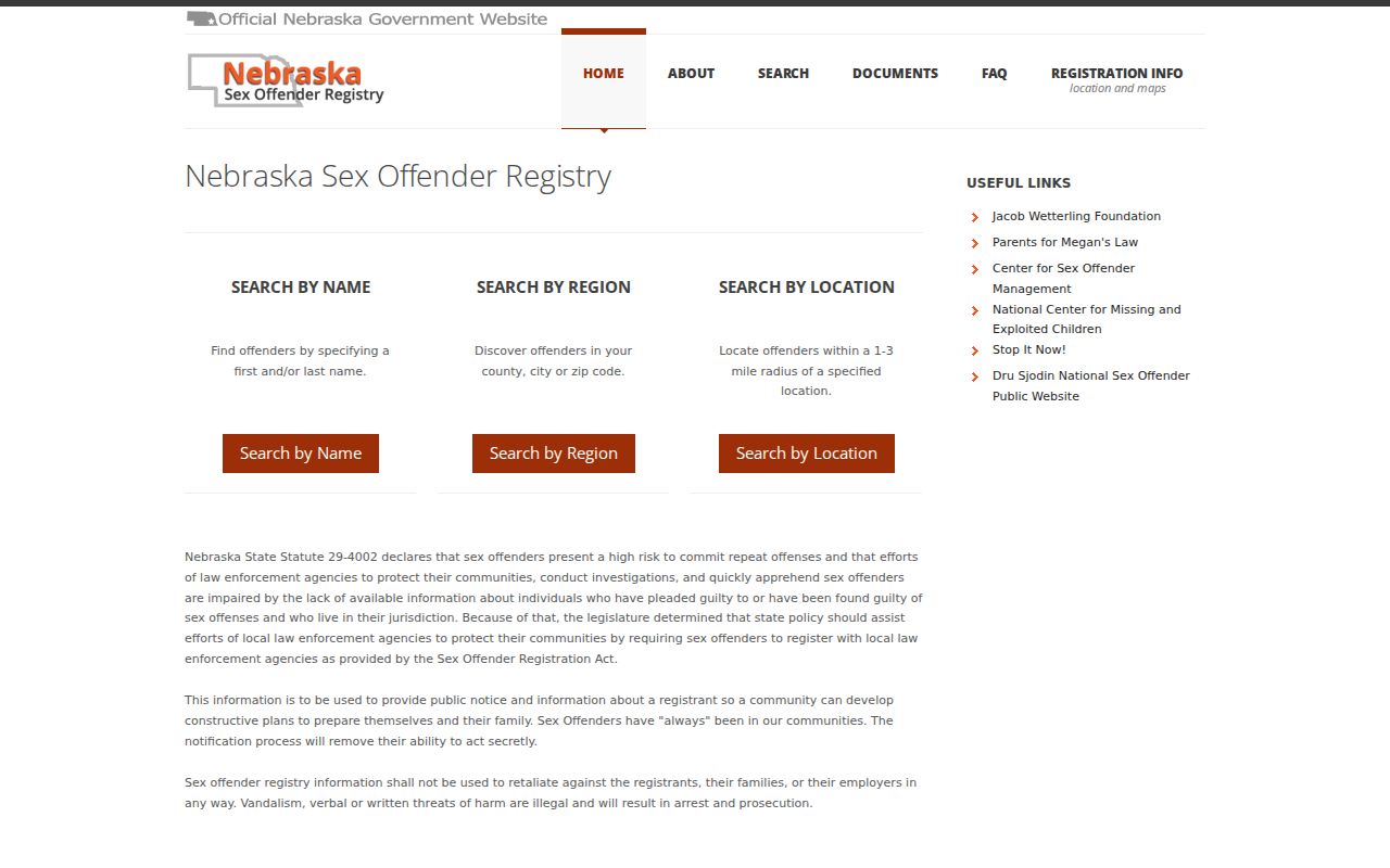 Nebraska registry used for a Nemaha County sex offender check
