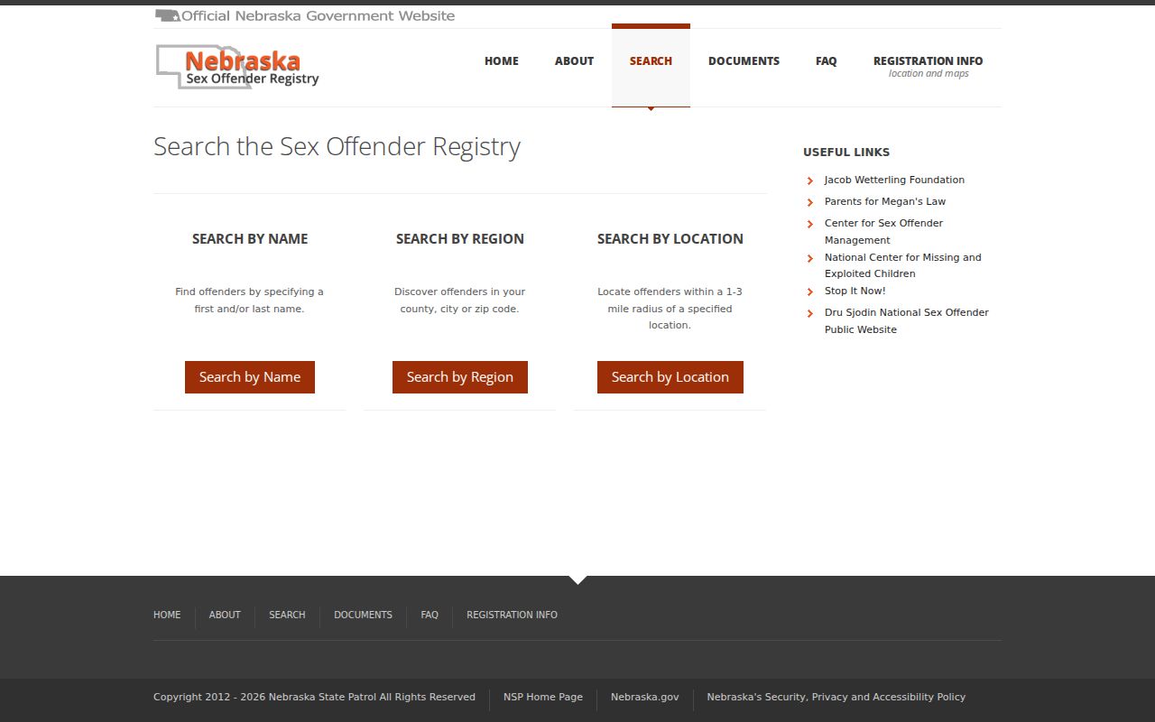 Nemaha County sex offender search results and registry profile interface