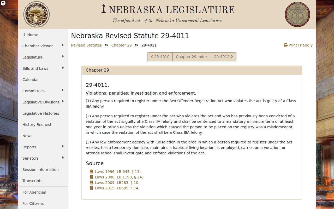 Nebraska registry misuse law for a Nemaha County sex offender check